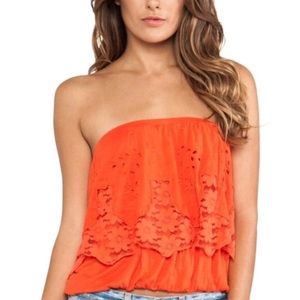 Free People coral strapless tank